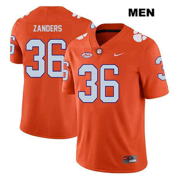 Men's Clemson Tigers #36 Lannden Zanders Stitched Orange Legend Authentic Nike NCAA College Football Jersey LFZ4246AH